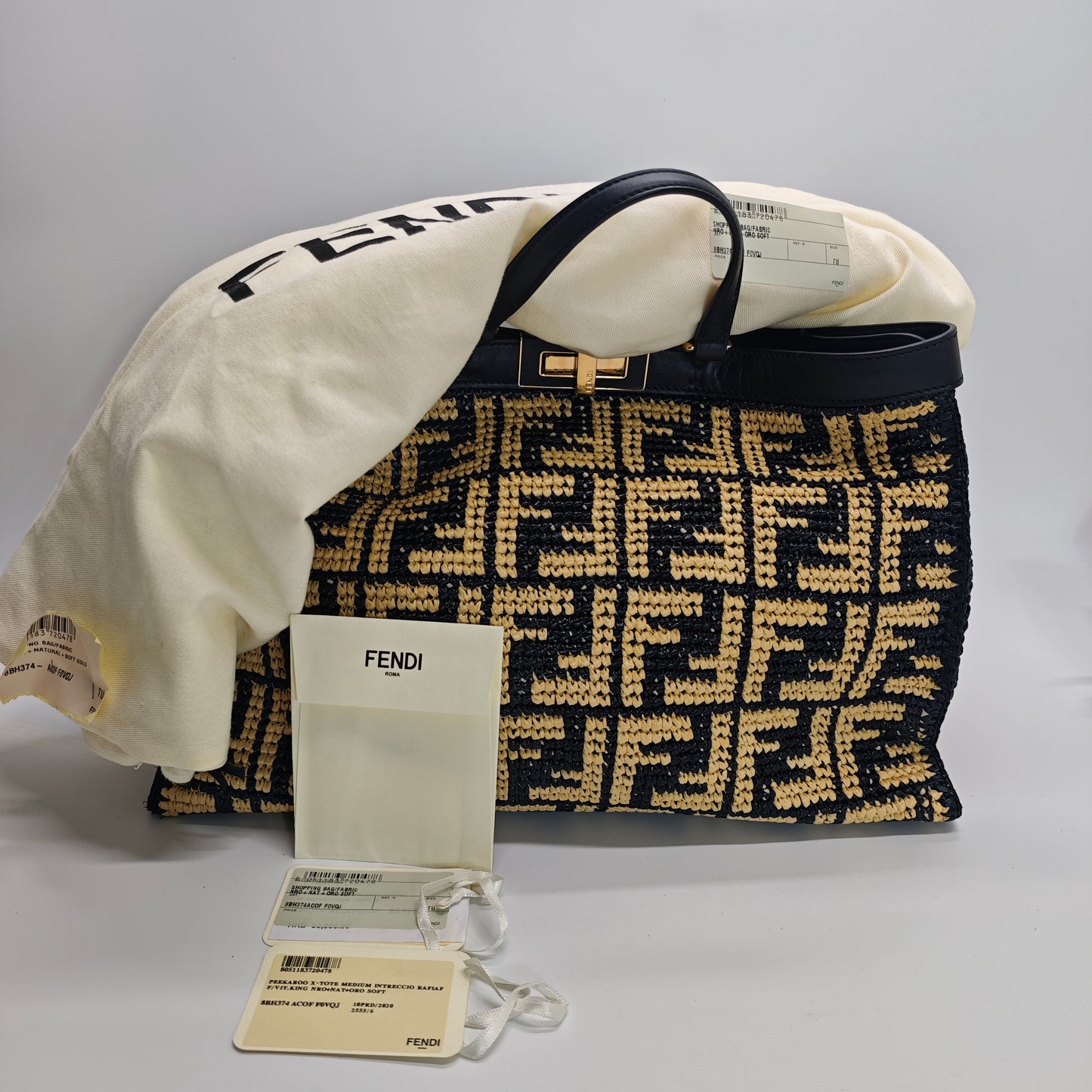 Fendi Peekaboo X-Tote Rafia